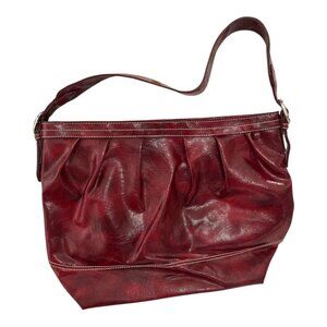 Nine West Burgundy Faux Leather Shoulder Bag Slouchy Hobo Purse Vintage